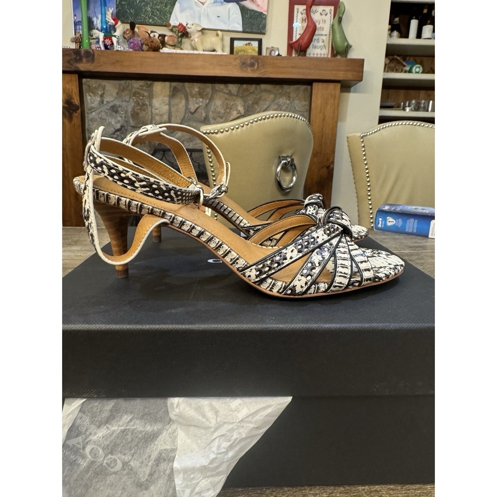 Coach Meg heel ankle-strap sandal featuring a kitten heel Genuine Snakeskin - Picture 3 of 11